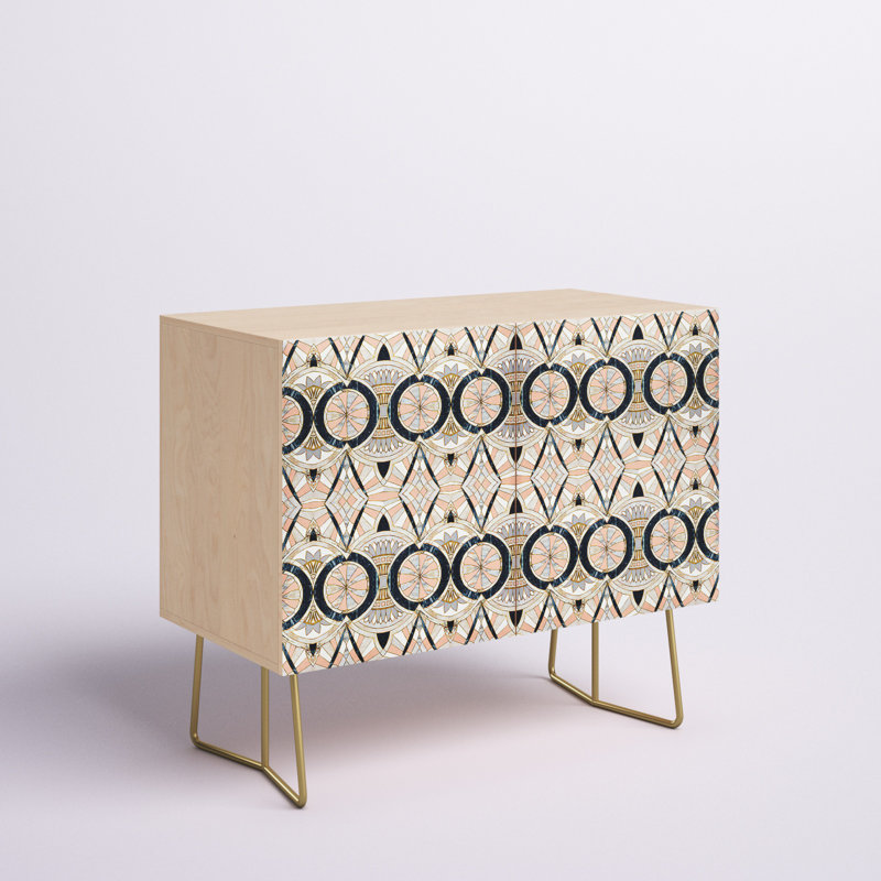 Marta Barragan Camarasa Marble Mosaic Pattern 2 Door Credenza Cabinet